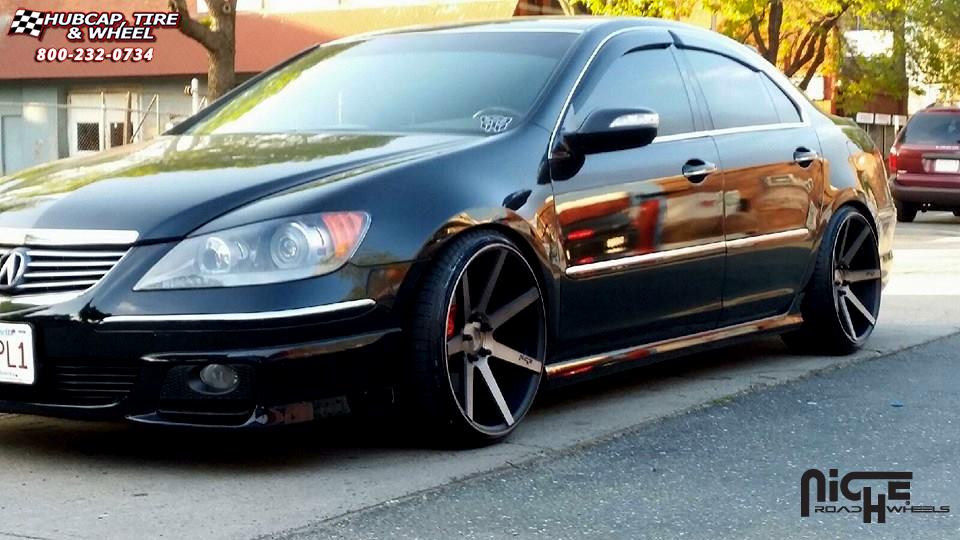 vehicle gallery/acura rl niche verona m150 20x105  Black & Machined with Dark Tint wheels and rims