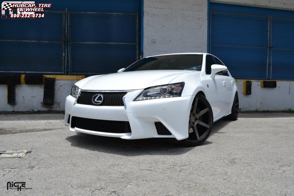 vehicle gallery/lexus gs 350 niche verona m150 20x9  Black & Machined with Dark Tint wheels and rims