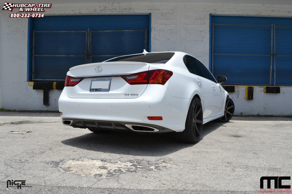 vehicle gallery/lexus gs 350 niche verona m150 20x9  Black & Machined with Dark Tint wheels and rims