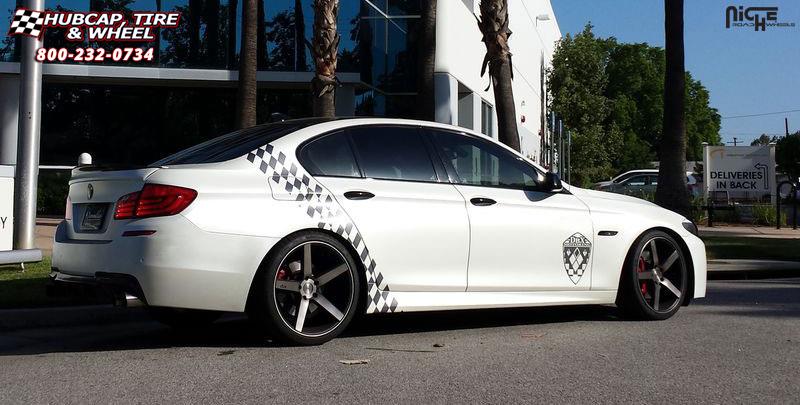 vehicle gallery/bmw 535i m niche milan m134 20x85 Black & Machined with Dark Tint wheels and rims