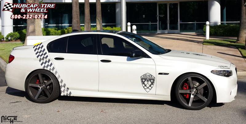 vehicle gallery/bmw 535i m niche milan m134 20x85 Black & Machined with Dark Tint wheels and rims
