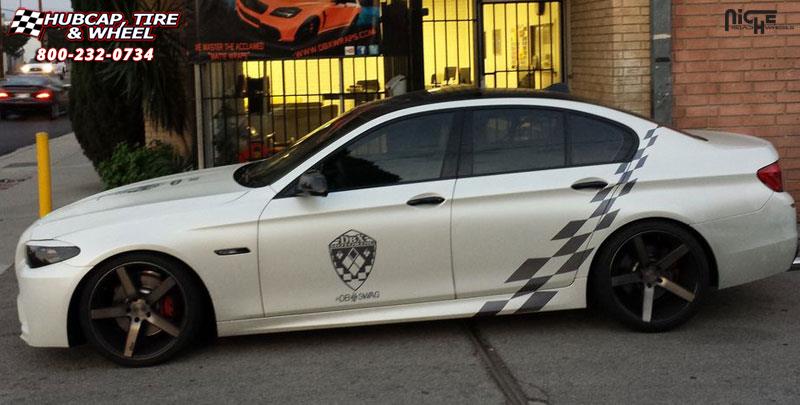 vehicle gallery/bmw 535i m niche milan m134 20x85 Black & Machined with Dark Tint wheels and rims