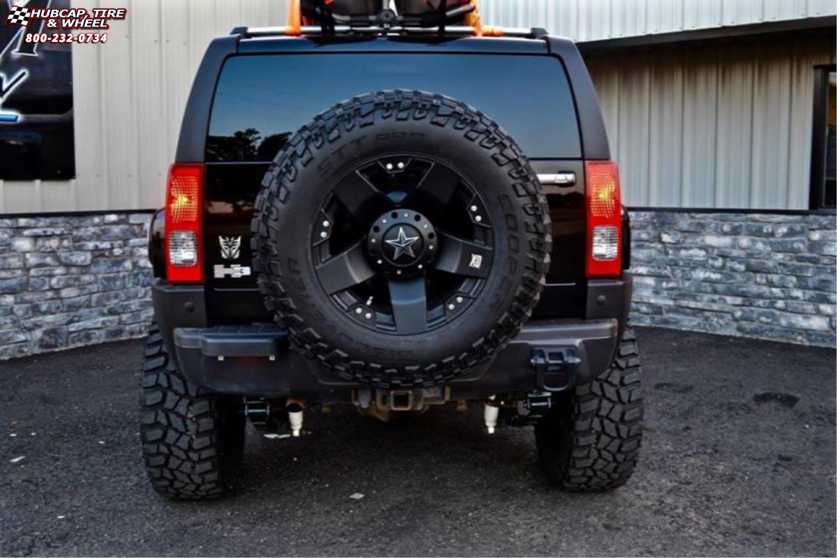 vehicle gallery/hummer h3 xd series xd775 rockstar x  Matte Black wheels and rims