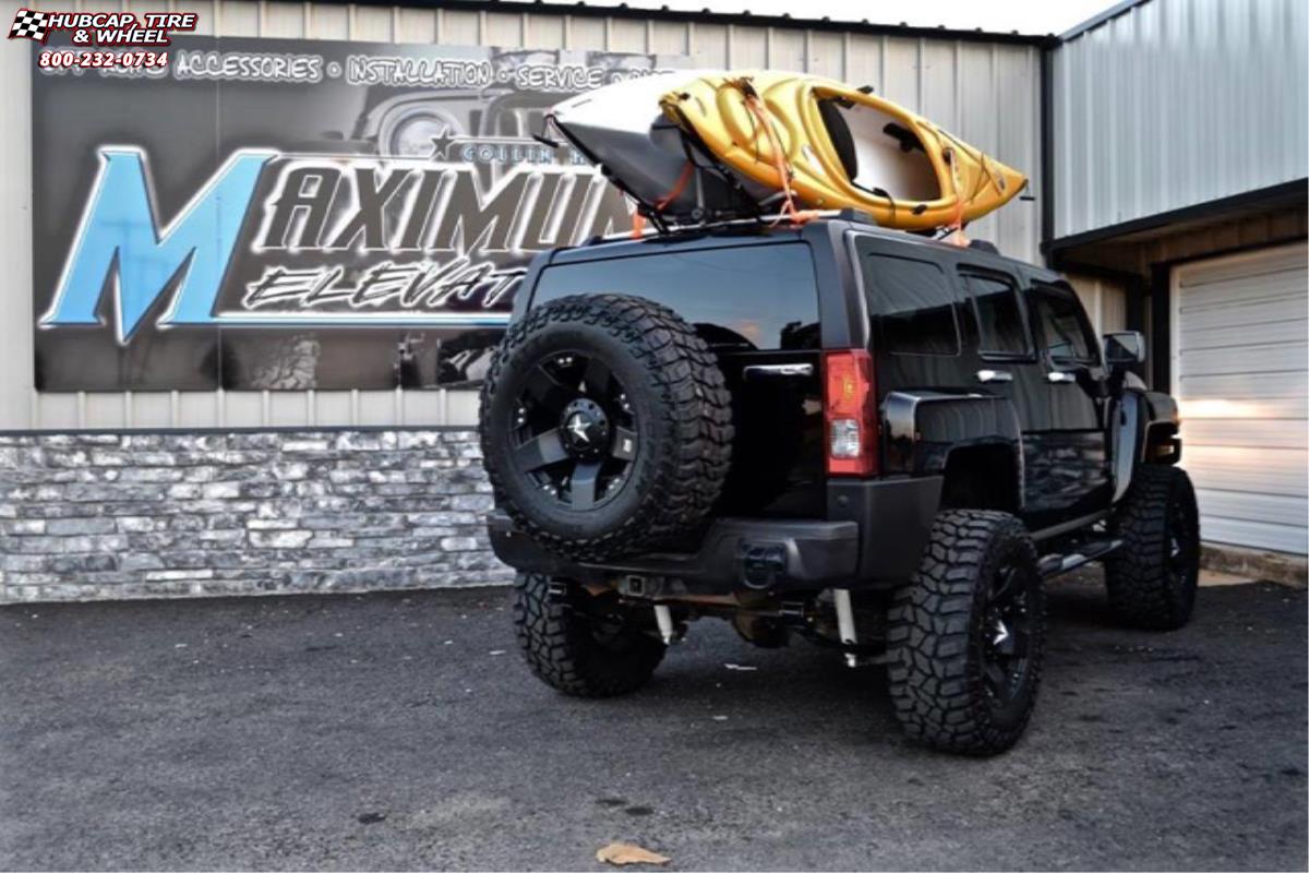 vehicle gallery/hummer h3 xd series xd775 rockstar x  Matte Black wheels and rims