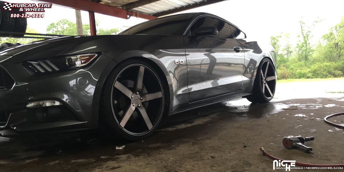 vehicle gallery/ford mustang niche milan m134 22x9 Black & Machined with Dark Tint wheels and rims