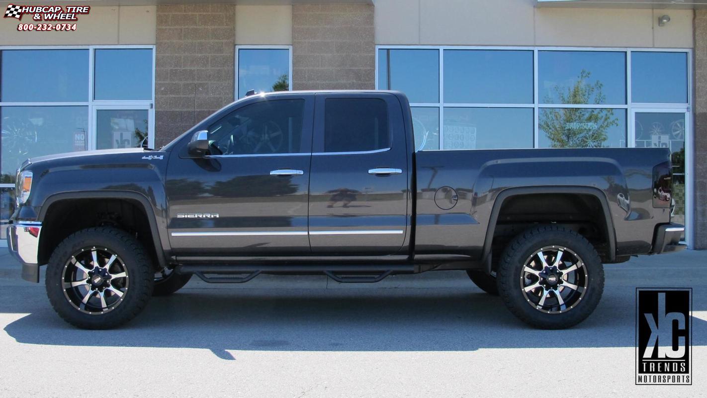 vehicle gallery/2014 gmc sierra 1500 moto metal mo970  Gloss Black Machined Face wheels and rims