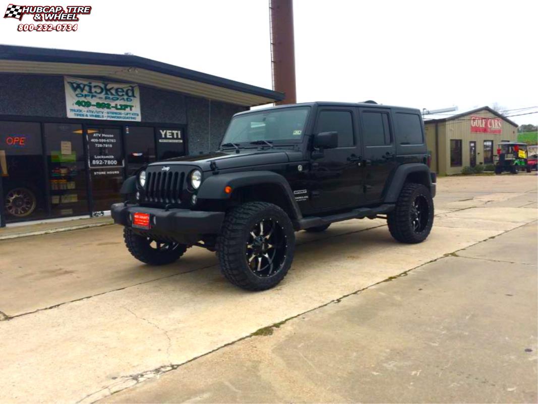 vehicle gallery/jeep wrangler moto metal mo970  Gloss Black Machined Face wheels and rims