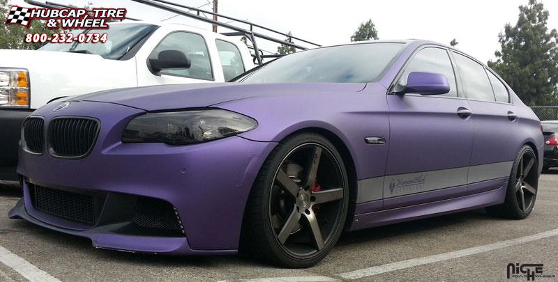 vehicle gallery/bmw 535i m niche milan m134 20x85  Black & Machined with Dark Tint wheels and rims