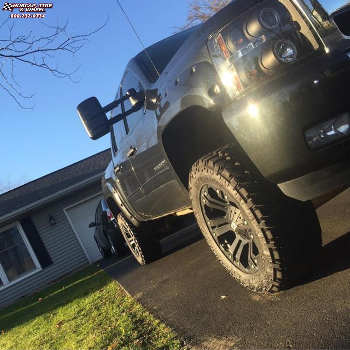 vehicle gallery/chevrolet silverado 1500 xd series xd778 monster x  Matte Black wheels and rims
