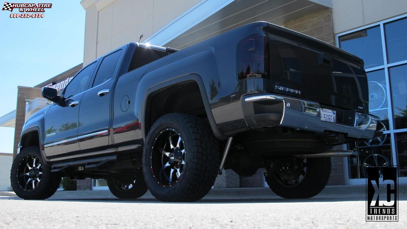 vehicle gallery/2014 gmc sierra 1500 moto metal mo970  Gloss Black Machined Face wheels and rims