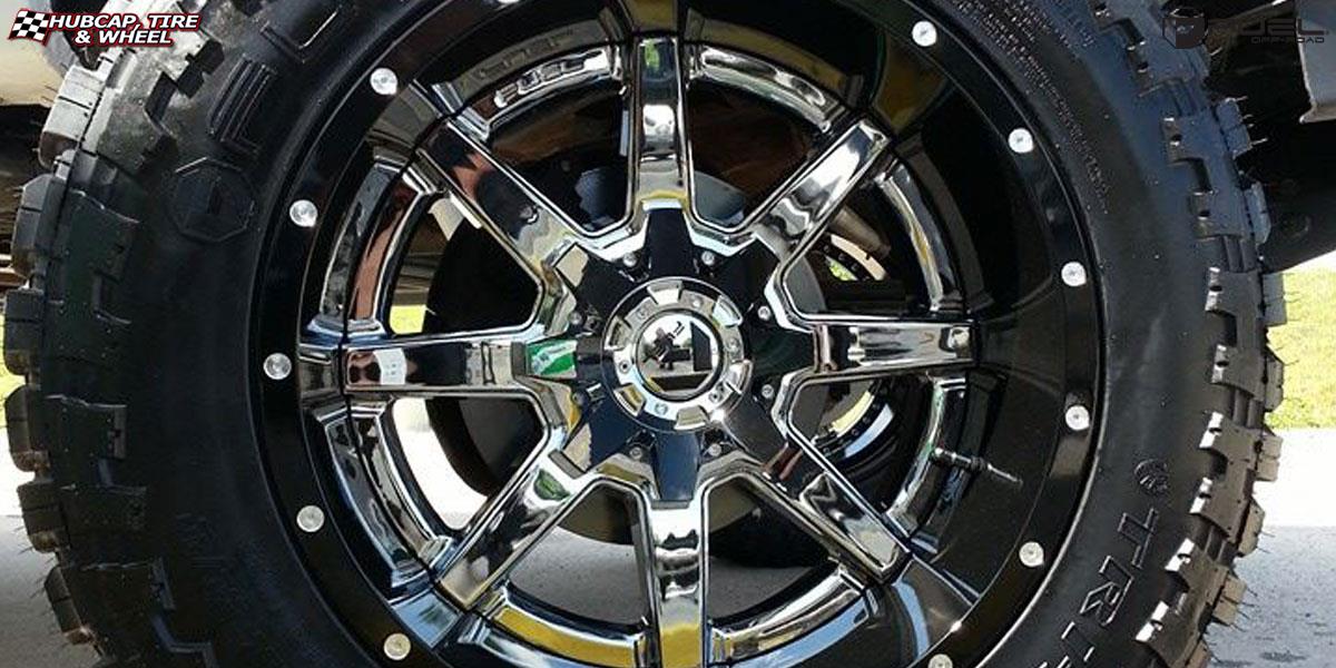 vehicle gallery/chevrolet silverado fuel maverick d260 20X12 Chrome with Gloss Black Lip wheels and rims
