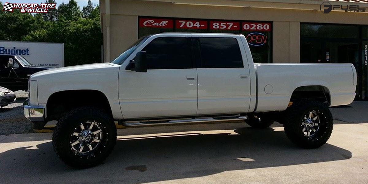 vehicle gallery/chevrolet silverado fuel maverick d260 20X12 Chrome with Gloss Black Lip wheels and rims