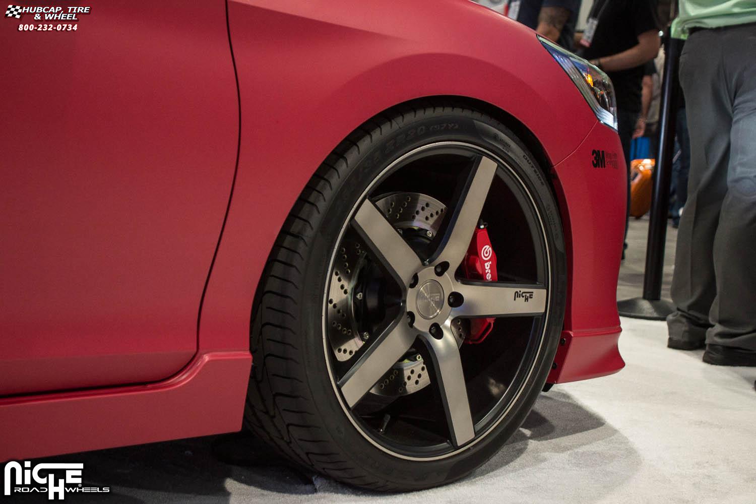 vehicle gallery/honda accord niche milan m134 20x85 Black & Machined with Dark Tint wheels and rims