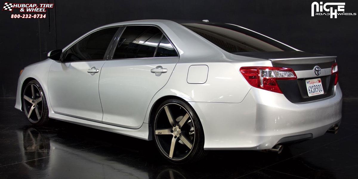 vehicle gallery/toyota camry niche milan m134 20x85 Black & Machined with Dark Tint wheels and rims