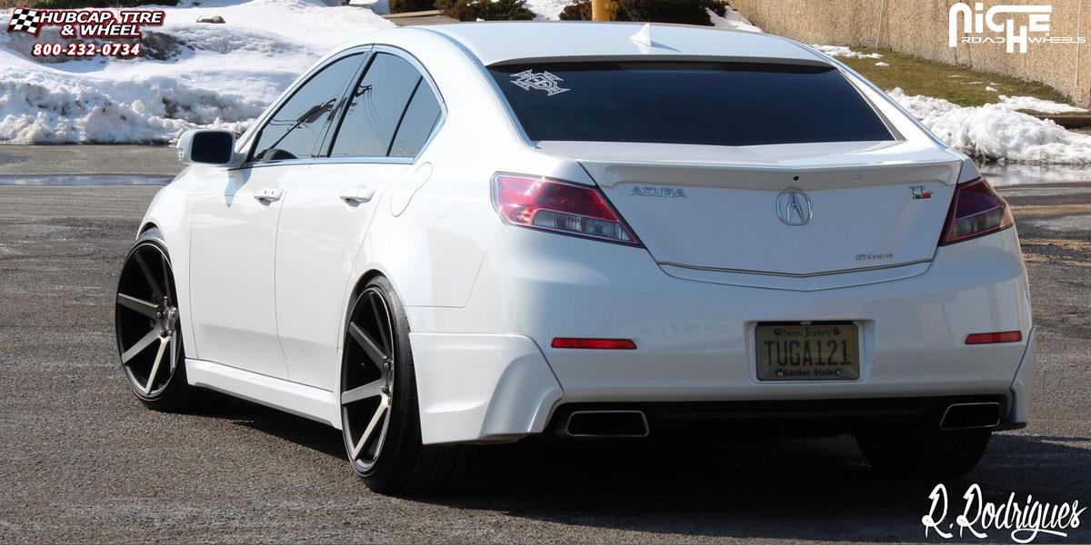 vehicle gallery/acura tl niche verona m150 20x105  Black & Machined with Dark Tint wheels and rims