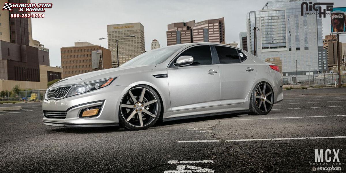 vehicle gallery/kia optima niche verona m150 20x9 Black & Machined with Dark Tint wheels and rims