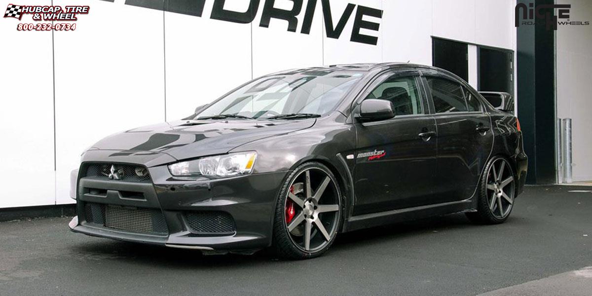 vehicle gallery/mitsubishi evo x niche verona m150 20x9  Black & Machined with Dark Tint wheels and rims