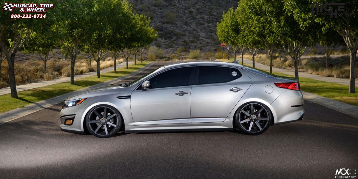 vehicle gallery/kia optima niche verona m150 20x9 Black & Machined with Dark Tint wheels and rims