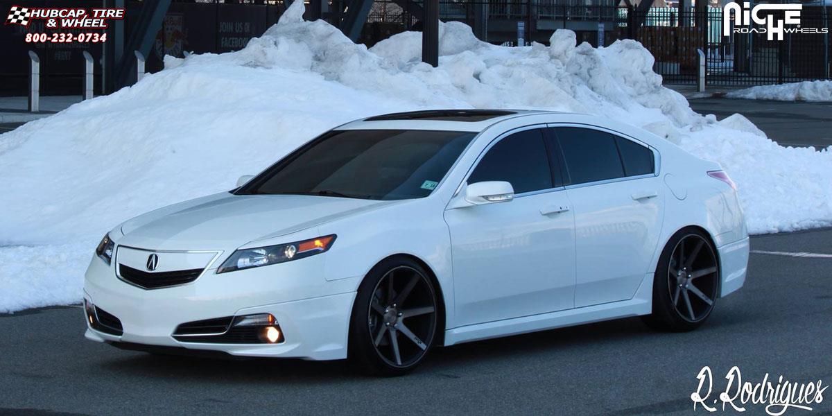 vehicle gallery/acura tl niche verona m150 20x105  Black & Machined with Dark Tint wheels and rims