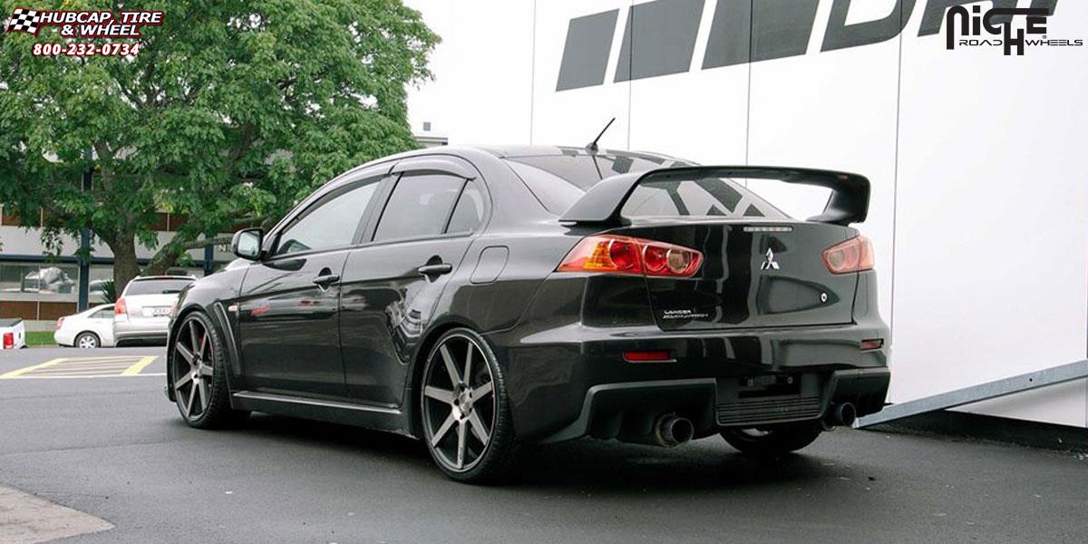vehicle gallery/mitsubishi evo x niche verona m150 20x9  Black & Machined with Dark Tint wheels and rims